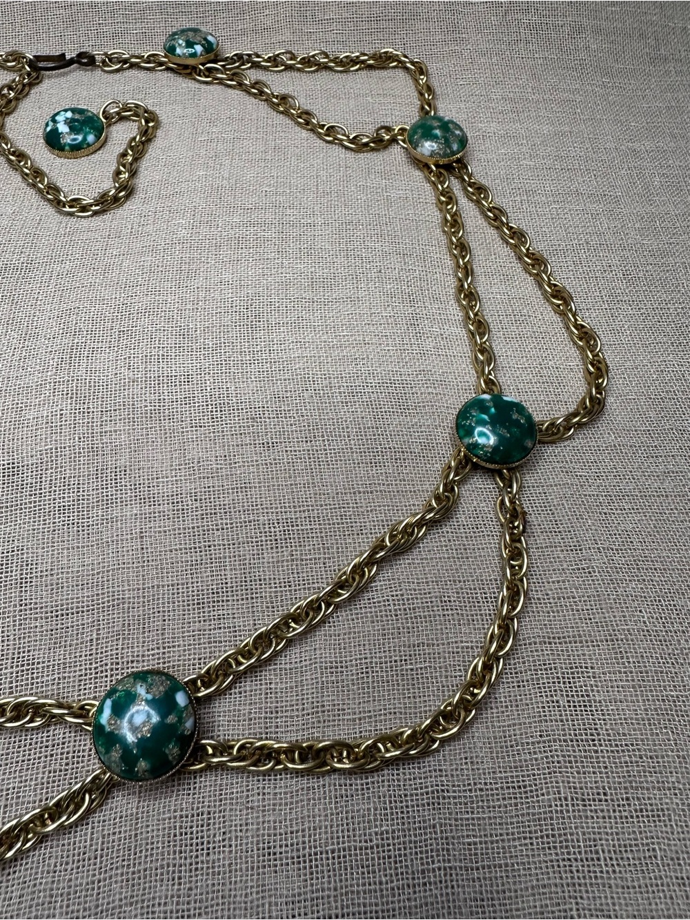 Vintage 60s 70s Confetti Cabochon Chain Belt